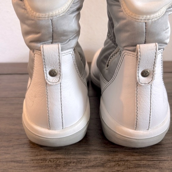 [Timberland] White Gray Leather Side Zip Knee High Winter Snow Boots Women’s 7.5 - Picture 6 of 14